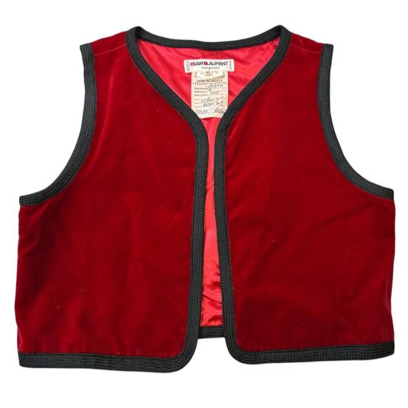 Saint Laurent Rive Gauche Vintage Vest Made In France Red Womens Sz EU 42/US 12 - Picture 1 of 12